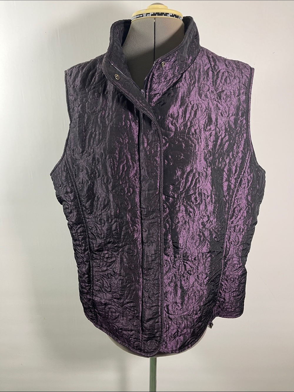 Coldwater Creek Quilted Sleeveless Vest Dark Purple Size XL